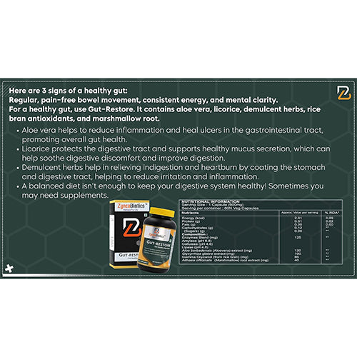 ZyncaBiotics Gut-Restore - 60 Capsules