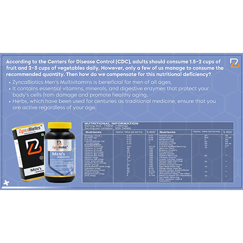 ZyncaBiotics Men's Multivitamin -  60 Tablets