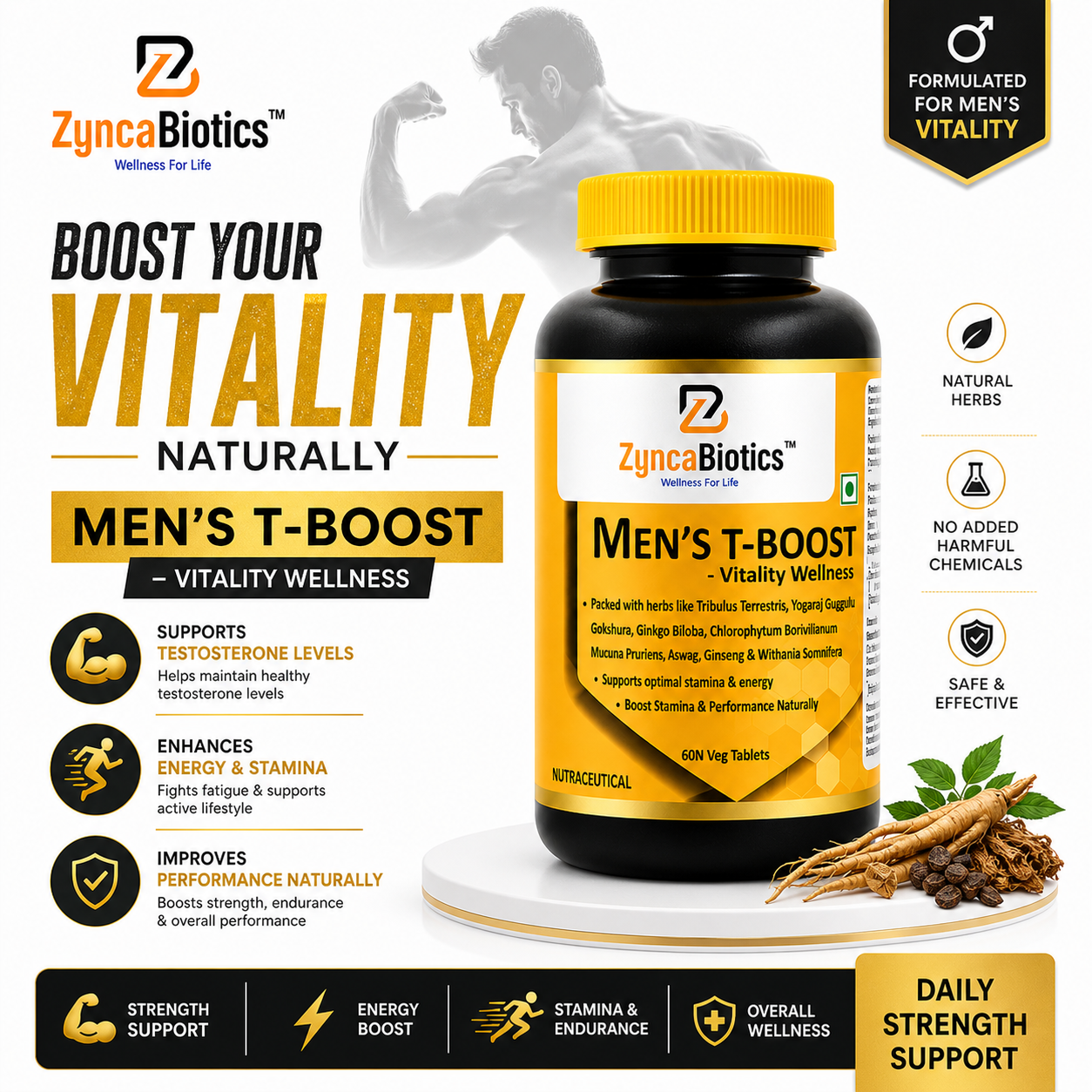 ZyncaBiotics Men's T-Boost –  60 Tablets