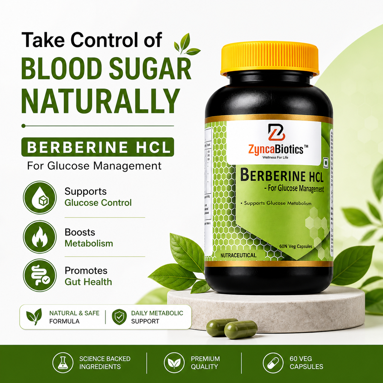 ZyncaBiotics Berberine HCL supplement bottle